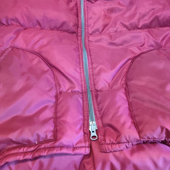 80s BTTF McFly Class 5 Mountaineering USA Made Goose Down Vest  Size L Burgundy - Picture 4 of 10